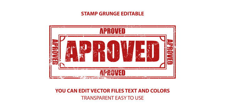 aproved label stamp vector, Stamp grunge editable illustration.
