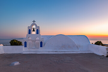 church in oia village santorini greece