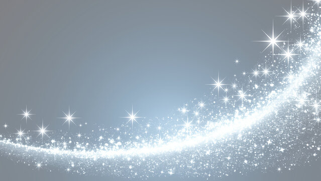 青い星屑が弧を描くキラキラした背景