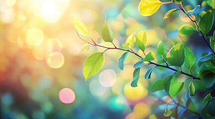 Obraz premium Spring branch bathed in sunlight, bokeh