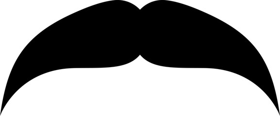 Black silhouette of moustache on isolated black background
