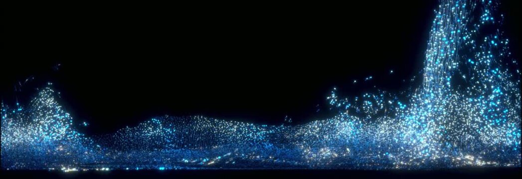 Beautiful blue particle waves widescreen particle background