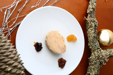 duck liver foie grass as gourmet delicatessen food for christmas celebration