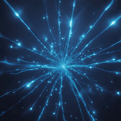 Naklejka premium Blue Energy Burst with Glowing Particles and Light Trails abstract