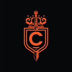 C letter Logo with Shield, C shield logo design template	