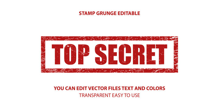 Top secret label stamp vector, Stamp grunge editable illustration
