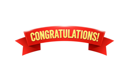 Red congratulations ribbon banner a festive vector graphic for celebrating achievements and special occasions isolate