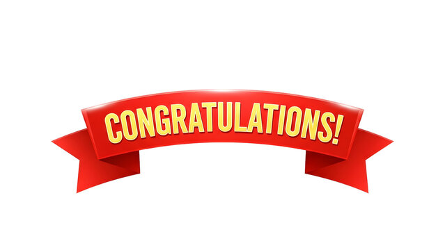 Red congratulations ribbon banner a festive vector graphic for celebrating achievements and special occasions isolate