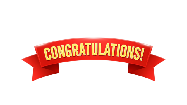 Red congratulations ribbon banner a festive vector graphic for celebrating achievements and special occasions isolate