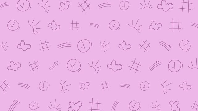 seamless pattern doodle hand drawn icons checkmark sun suitable for backgrounds, web design, textile prints, and stationery