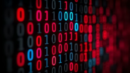 Close up of a computer screen with a red and blue number. The red and blue numbers are in a row