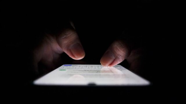 Night, cybersecurity and hands typing with phone for texting, internet troll or person cyberbullying. Dark comment, social media netizen or keyboard warrior for smartphone, online bullying or hacking