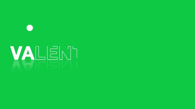 animated jumping or bouncing ball of valentine's day text word lettering typography glow neon reveal, Bright letters jump in the inscription valentine theme video,motion seamless loop green screen bac