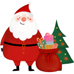 santa claus with christmas gifts