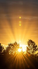 Bright, warm sunlight streaming through the atmosphere creating a golden and ethereal glow across the natural environment, suggesting happiness and warmth ,atmosphere ,brilliance ,climate