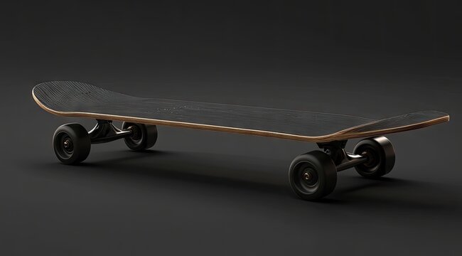 Dark skateboard angled view