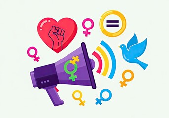 Empowering women's voices and promoting equality through vibrant social advocacy and colorful activism, celebrating female empowerment and progressive social change