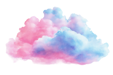 Pastel-colored cloud shape, pink and blue, fluffy