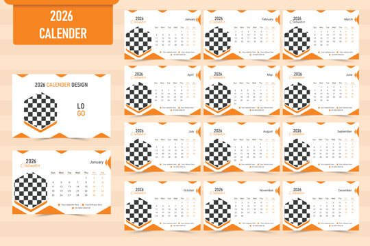 2026 Modern Desk Calendar Template | Minimal Business Flyer-Style Annual Desk Calendar