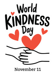 World Kindness Day illustration hands holding each other with hearts vector graphic for greeting card or po