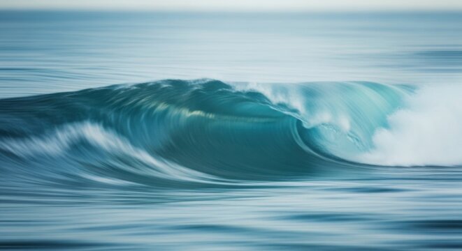 Ocean Wave Breaking with Motion Blur in Turquoise Water - Powered by Adobe