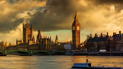 Big Ben and Houses of Parliament at sunset in London - Powered by Adobe