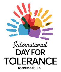 Obraz premium International Day for Tolerance illustration colorful handprints symbolize unity vector graphic for social 