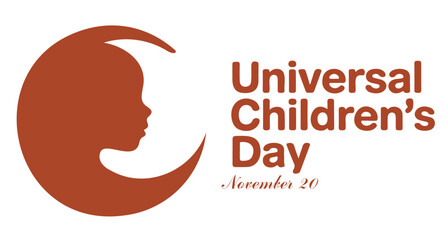 Universal Childrens Day illustration silhouette of child in crescent moon vector design for holiday celebra