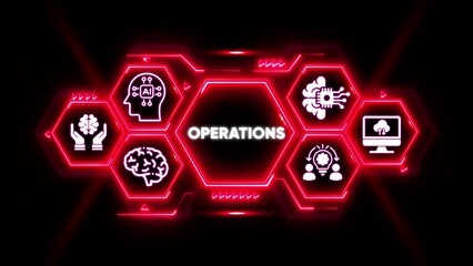 Operations AI Technology Network Icons Neon Glow artificial intelligence