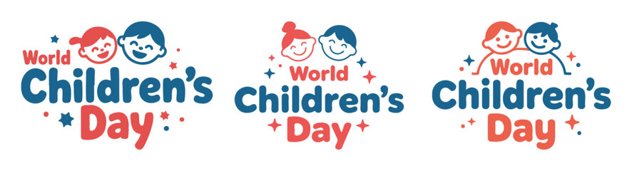 World Childrens Day vector illustration cute design with kids for posters and greeting cards