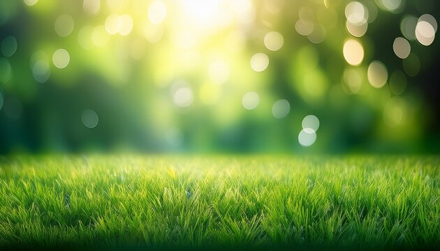 green grass and sunlight bokeh background - Powered by Adobe