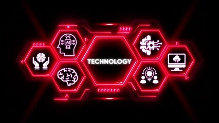 Technology Network with Hexagonal Connections and Icons futuristic digital