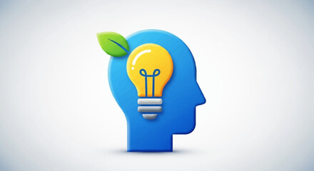 Creative Thinking - Lightbulb Idea in Human Head Silhouette.