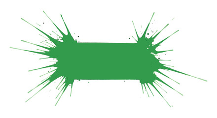 Green ink blot with radial splatter on white background vector 