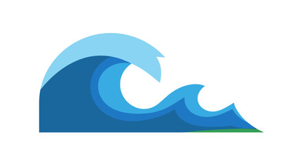 Stylized blue ocean waves illustration depicting dynamic water movement.