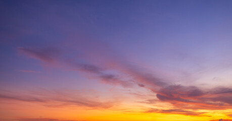 Obraz premium Clouds and sky backdrop at sunrise and sunset,Sunrise background. Dramatic majestic scenery sunset. Sky with clouds in Sunrise sky light background. Sunrise with clouds in various shapes.