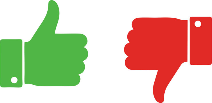 Thumbs Up and Down Approval and Disapproval Icon Set