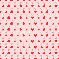 Romantic pattern red hearts. Heart pattern on pink background . Vector illustration. Surface for wrapping paper, digital paper, shirts, cloths.Theme background. Love and romantic .Abstract  concept.

