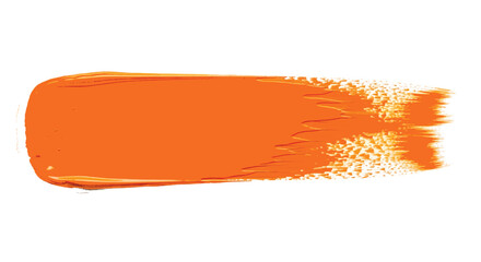 Horizontal stroke of orange paint on white canvas vector 
