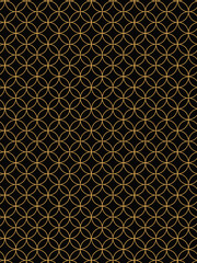 和風背景素材　黒と金の七宝模様　縦長