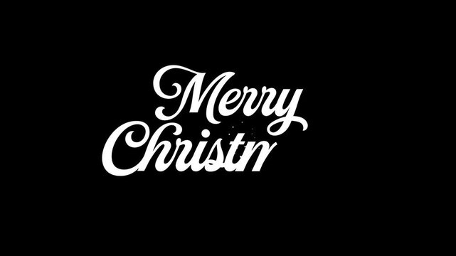 Merry Christmas Holly Berry Script Typography Animation on Transparent Background and Green Screen. Alpha Channel Included.
