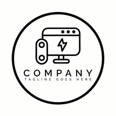 Computer monitor lightning bolt electricity