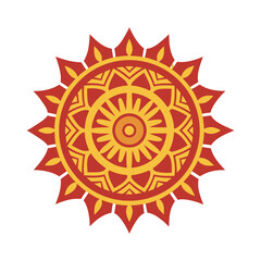 Traditional Decorative Sun Mandala Silhouette Art