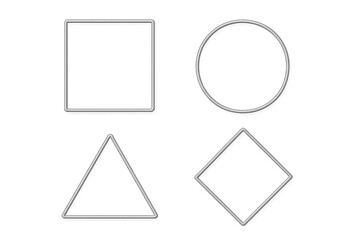 Outlined geometric shapes including square, circle, triangle, diagonal square
