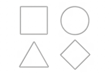 Outlined geometric shapes including square, circle, triangle, diagonal square