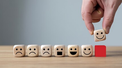Selecting a happy face cube to improve customer satisfaction rating