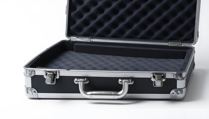 Open Aluminum Briefcase with Protective Foam Interior