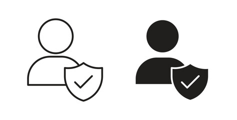 Obraz premium Authentication icon in line design and solid black and white colors for designs