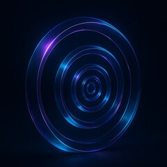 Concentric glowing blue and purple rings in dark space, symbolizing data flow, digital interfaces, and futuristic technology