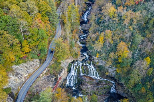 falls along the cullasaja gorge road, highlands, NC - Powered by Adobe